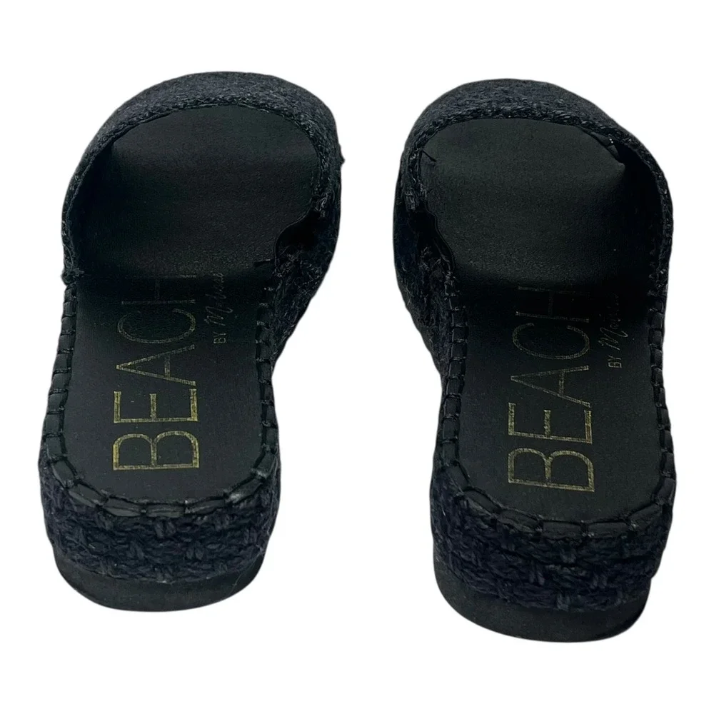 BEACH by Matisse‎ Black Jute Platform Espadrille Slides Women's Size 9